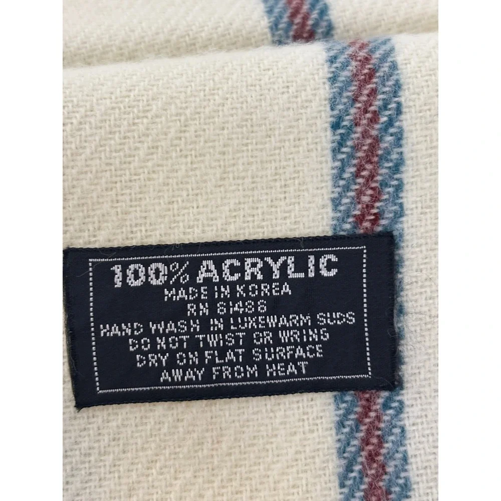 Cream Stripe Scarf 100%‎ Acrylic Made in Korea